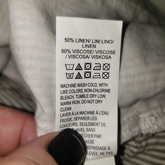 Lucky Brand Sz L Women's Linen Blend Striped Jacket Full Zip Waist Drawstring - Picture 9 of 12